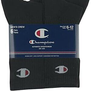 Champion Men's Double Dry Moisture Wicking Crew Socks; 6/ 6-12